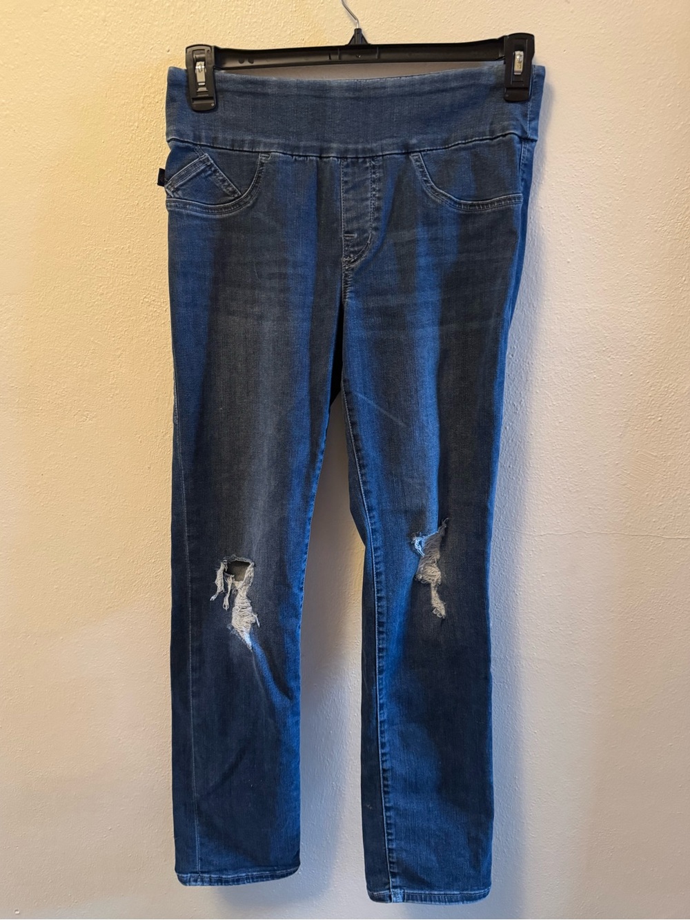Rock & Republic Pull-On Distressed Jeans Jeggings Denim Rx Fever Blue 10M
